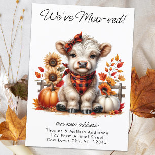 Faire-part Nous avons déménagé Automne Highland Cow Nouvelle