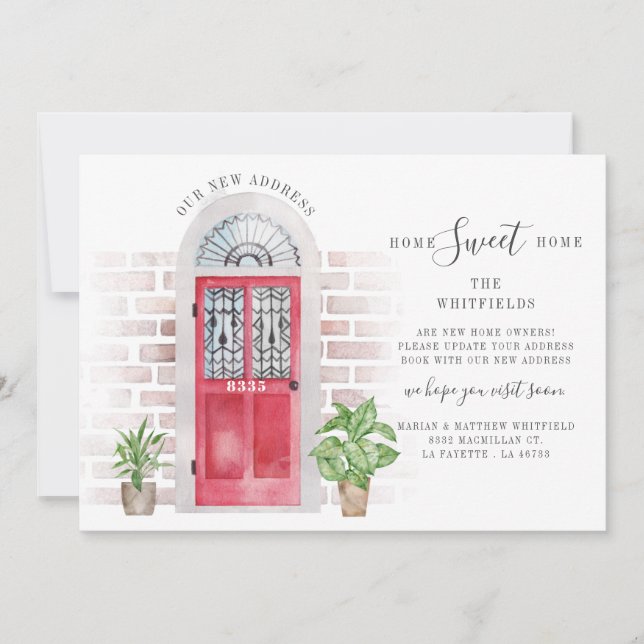 Faire-part Nous avons déménagé Boho Red Door Déménagement (Devant)