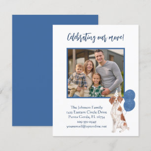 Faire-part Nous avons déménagé Brittany Spaniel Family Photo