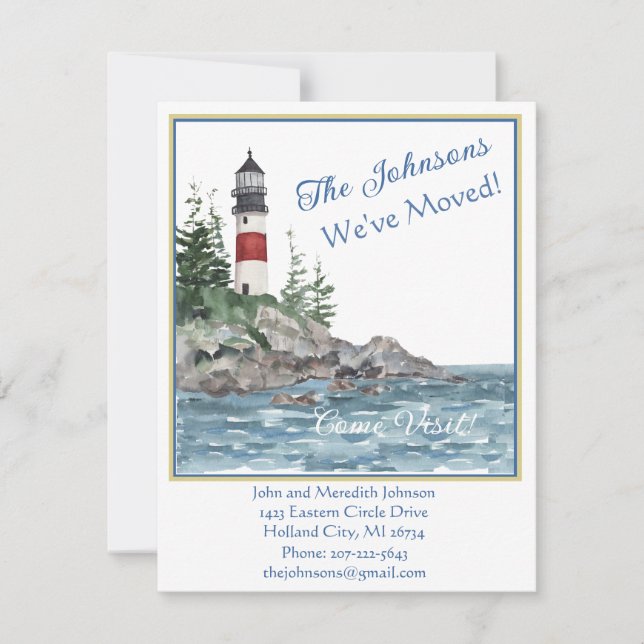 Faire-part Nous avons déménagé Budget d'eau du phare     (Devant)