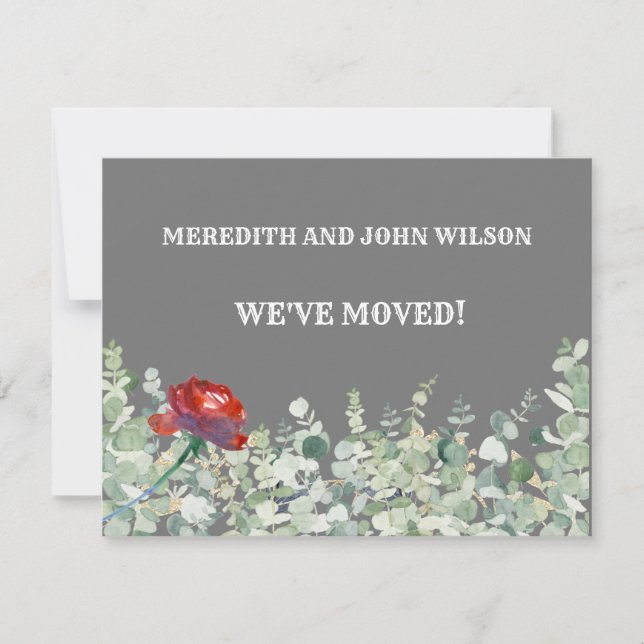 Faire-part Nous avons déménagé Budget Eucalyptus Green Elegan (Devant)