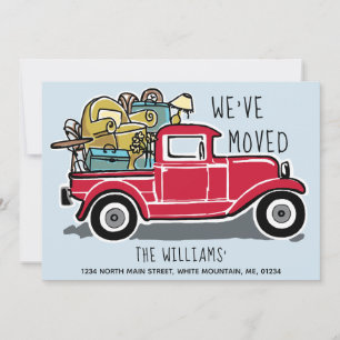 Faire-part Nous avons déménagé Camion rouge vintage Changemen