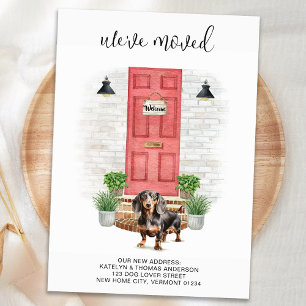 Faire-part Nous avons déménagé Dachshund Red Door Dog Moving