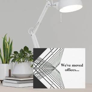 Faire-part Nous avons déménagé des bureaux Business Black Whi