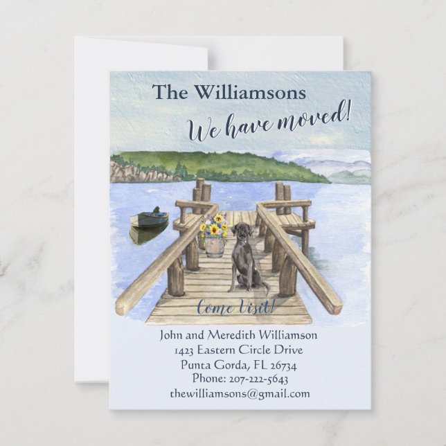 Faire-part Nous avons déménagé Dog Lake Boat Mountain Dock Mo (Devant)
