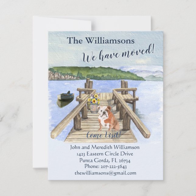 Faire-part Nous avons déménagé Dog Lake Boat Mountain Dock Mo (Devant)