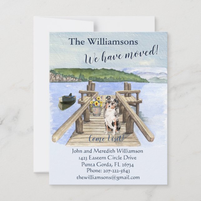 Faire-part Nous avons déménagé Dog Lake Boat Mountain Dock Mo (Devant)