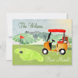 Faire-part Nous avons déménagé Golf Panier Greens Retraite Dé