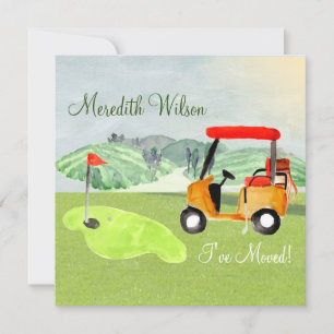 Faire-part Nous avons déménagé Golf Panier Greens Sun Budget