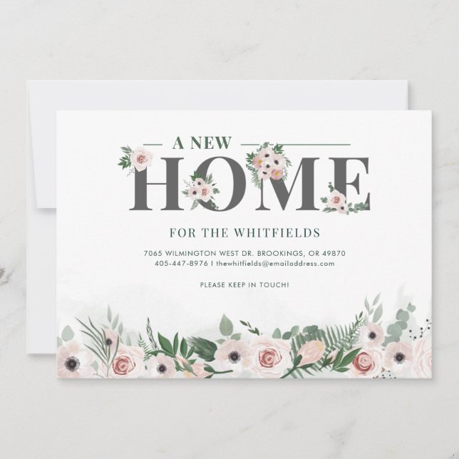 Faire-part Nous avons déménagé la famille florale en mouvemen (Devant)