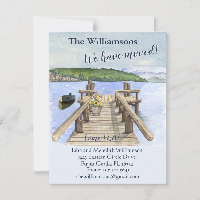 Faire-part Nous avons déménagé Lake Boat Mountain Dock Move (Devant)