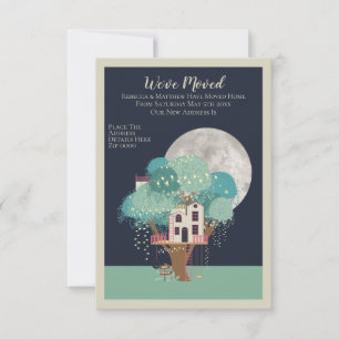 Faire-part Nous Avons Déménagé Maison Arbre Et Lune