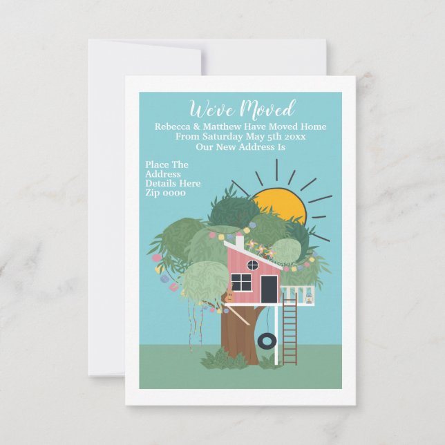 Faire-part Nous Avons Déménagé Maison Arbre Et Soleil (Devant)