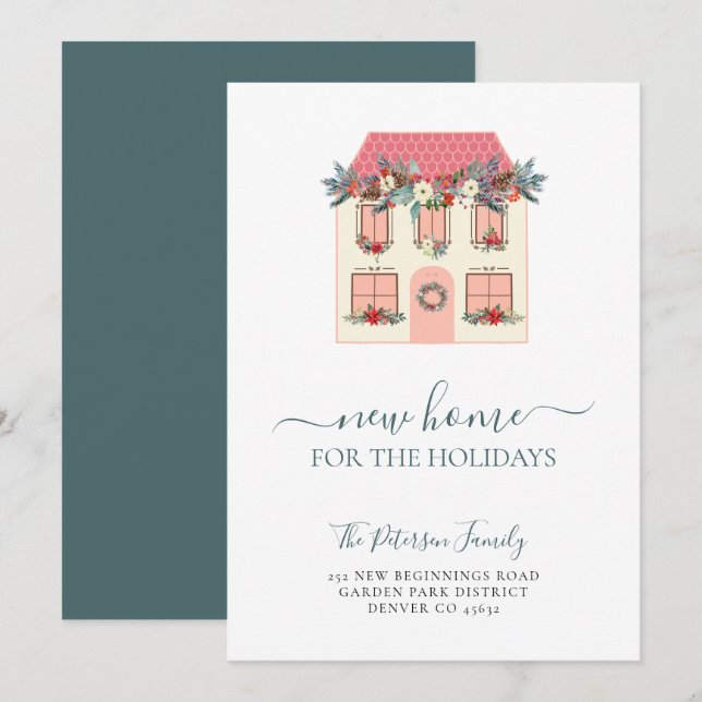 Faire-part Nous avons déménagé Noël nouvelle maison vacances  (Devant / Derrière)