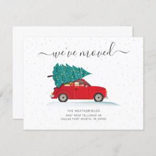 Faire-part Nous avons déménagé Noël Vacances Rouges Voiture D