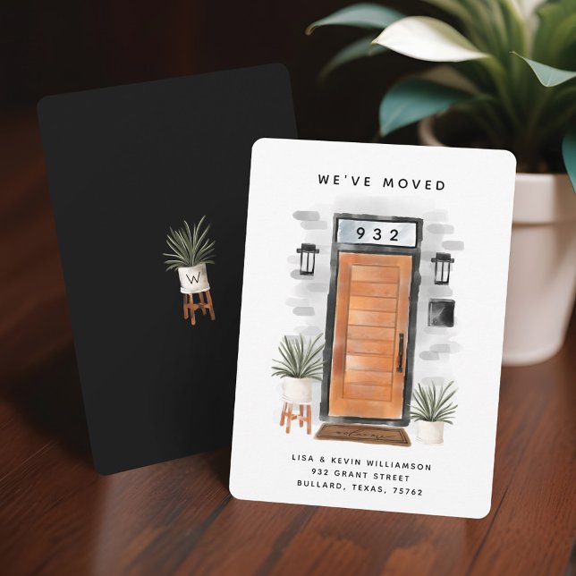 Faire-part Nous avons déménagé - Nouvelle adresse Porte du mi (We've Moved - New Address Mid Century Door Announcement)