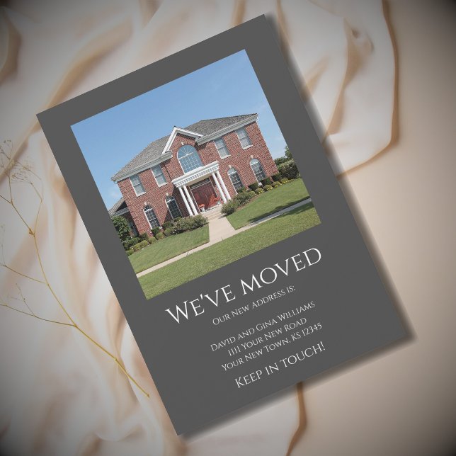 Faire-part Nous avons déménagé simple Photo Grey Moving (Créateur téléchargé)