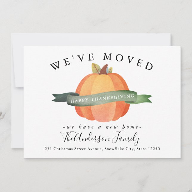 Faire-part Nous Avons Déménagé Thanksgiving Citrouille Holida (Devant)
