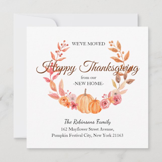Faire-part Nous avons déménagé Thanksgiving Wreath New Home M (Devant)