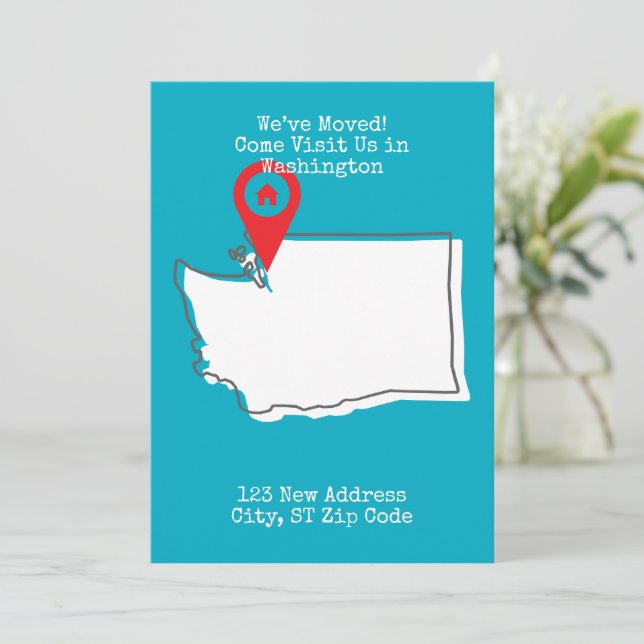 Faire-part Nous avons déménagé ! Venez nous rendre visite à W (Debout devant)