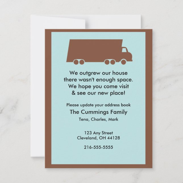 Faire-part Nous Avons Dépassé Notre Maison En Mouvement (Devant)