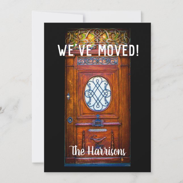 Faire-part Nous Avons Déplacé Chic Moderne Porte Script Vinta (Devant)
