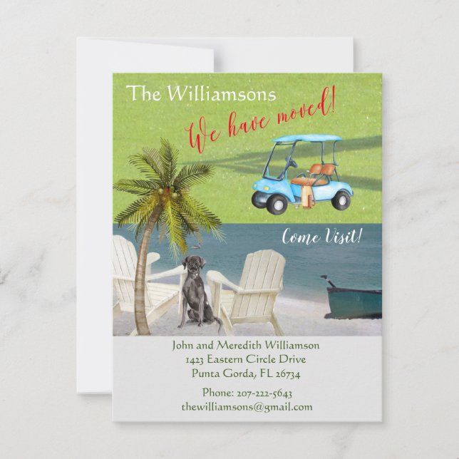 Faire-part Nous avons déplacé Chien Ocean Beach Budget Bouger (Devant)