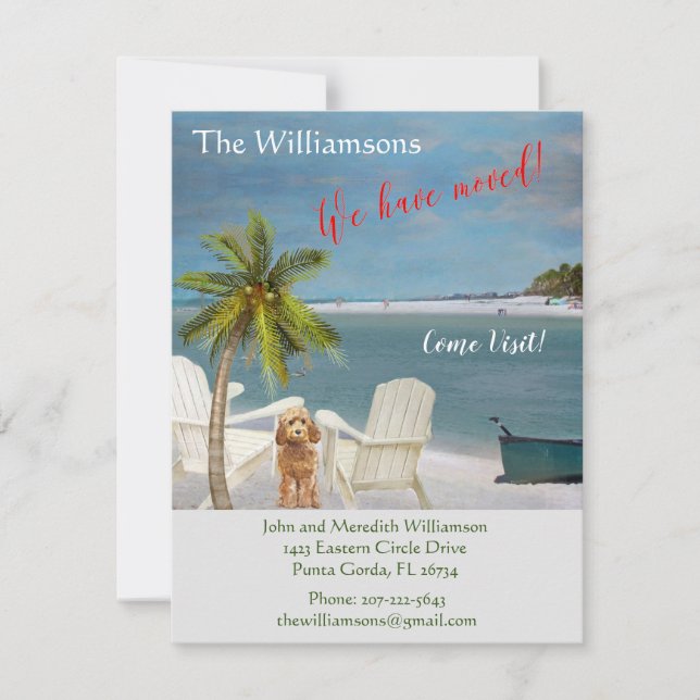 Faire-part Nous avons déplacé Chien Ocean Beach Budget Bouger (Devant)