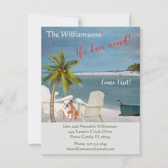 Faire-part Nous avons déplacé Chien Ocean Beach Budget Bouger (Devant)