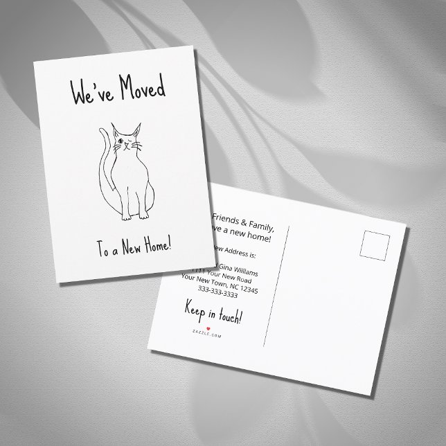 Faire-part Nous avons déplacé Cute Chat Nouveau Accueil Noir  (Créateur téléchargé)
