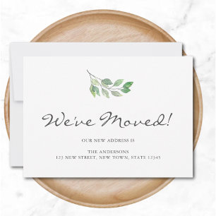 Faire-part Nous avons déplacé des Feuilles d'aquarelle en mou