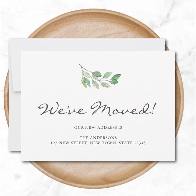 Faire-part Nous avons déplacé des Feuilles d'aquarelle en mou (Créateur téléchargé)