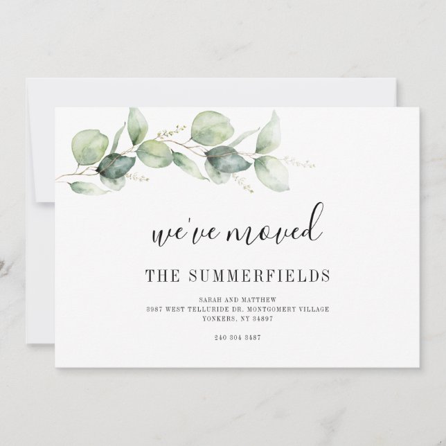 Faire-part Nous avons déplacé Eucalyptus Changement d'adresse (Devant)