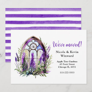 Faire-part Nous avons déplacé Floral Purple Lavender Fenêtre