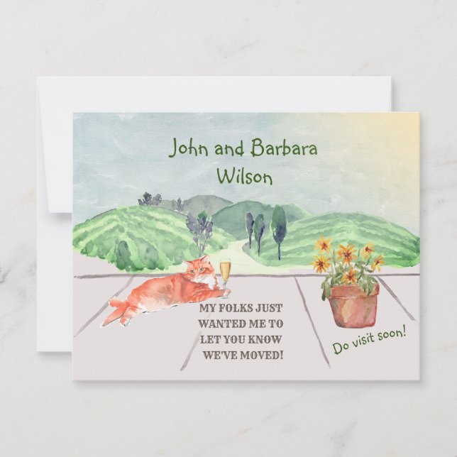 Faire-part Nous avons déplacé Fun Famille Chat Célèbre Déplac (Devant)