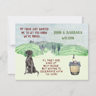 FAIRE-PART NOUS AVONS DÉPLACÉ FUN FAMILY CHIEN BUDGET MOVE