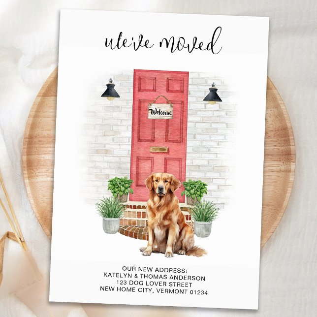 Faire-part Nous avons déplacé Golden Retriever Red Door Dog M (Créateur téléchargé)