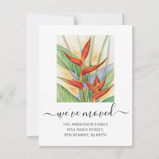 Faire-part Nous avons déplacé Heliconia Floral Script Moving