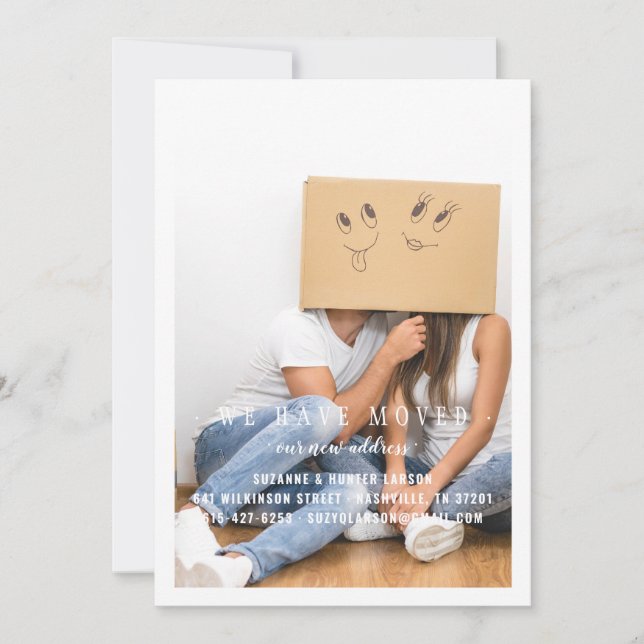 Faire-part Nous Avons Déplacé La Photo Minimale Moderne (Devant)