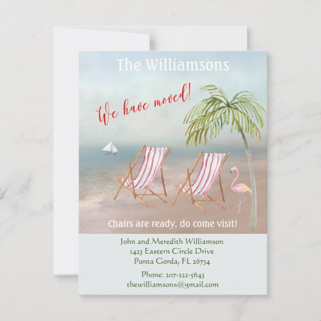 Faire-part Nous avons déplacé Ocean Beach Budget Move (Devant)