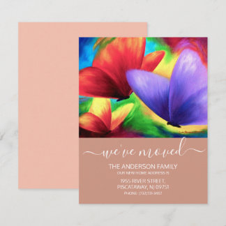Faire-part Nous avons Déplacé Rose Gold Butterfly New Home Sc