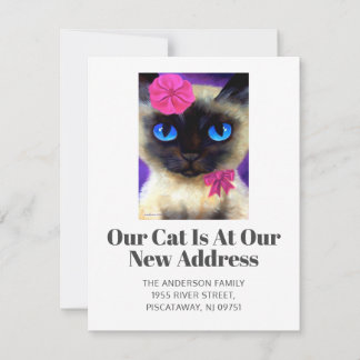 Faire-part Nous avons déplacé Siamese Chat Pet Nouveau Home S