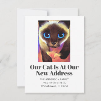 Faire-part Nous avons déplacé Siamese Chat Pet Script Nouveau