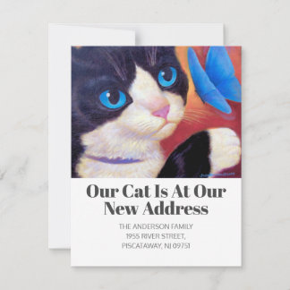 Faire-part Nous avons déplacé Tuxedo Cat Pet Nouveau Home Scr