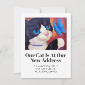 Faire-part Nous avons déplacé Tuxedo Chat Pet Nouveau Home Sc