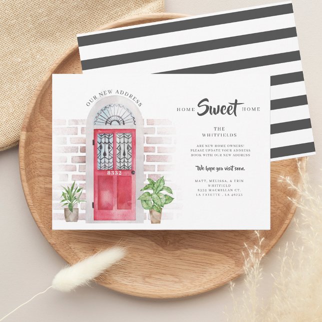 Faire-part Nous avons déplacé une nouvelle adresse Porte Aqua (We've Moved New Address  Watercolor Red Door Announcement)