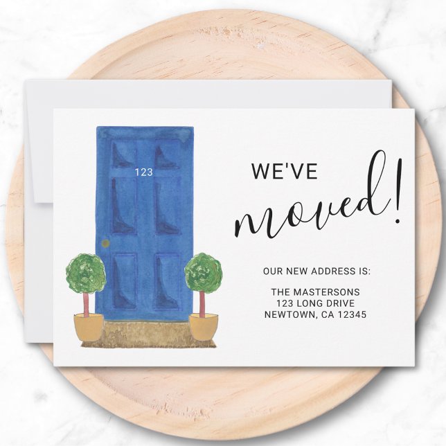 Faire-part Nous avons déplacé une nouvelle adresse Porte bleu (Créateur téléchargé)