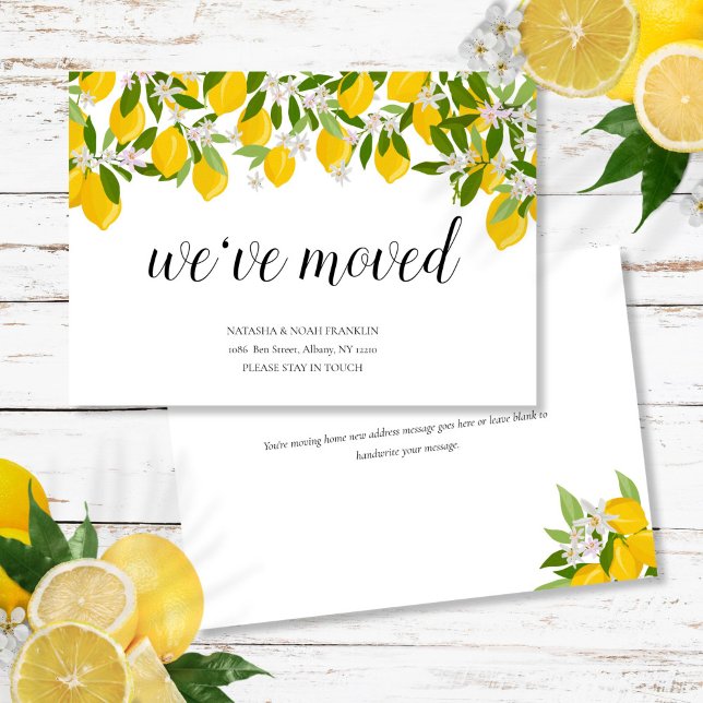 Faire-part Nous avons déplacé une nouvelle adresse résidentie (We've Moved New Home Address Lemons Blossom Announcement)