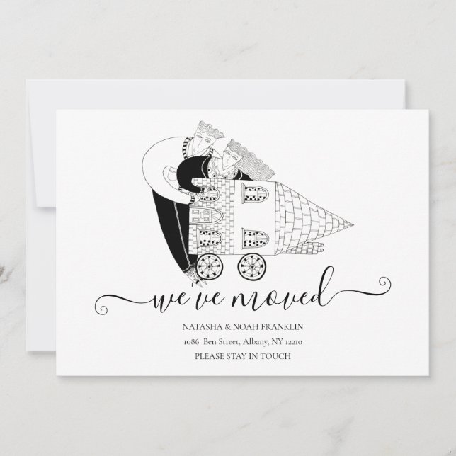 Faire-part Nous avons déplacé une nouvelle maison Noir et Bla (Devant)