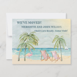 Faire-part Nous avons déplacé Watercolor Ocean Beach Budget M